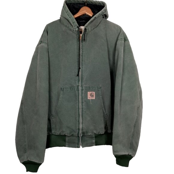 Vintage 1990s Carhartt Jacket 2XL Green Canvas Workwear USA Union Made JQ294 - Picture 1 of 16
